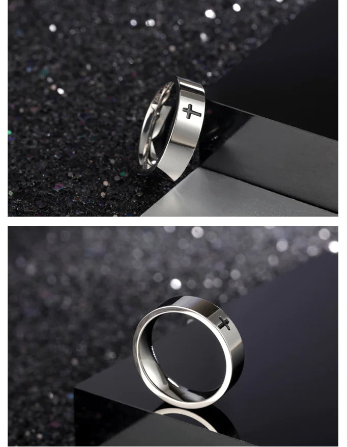 Titanium Steel Cross Ring