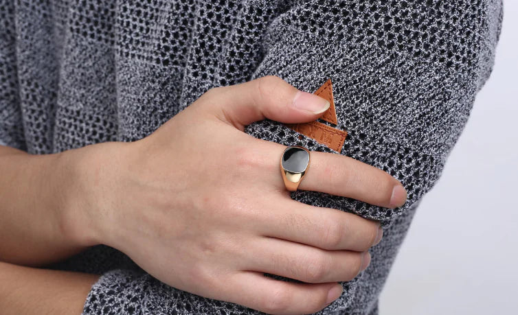 Bold Black Men's Ring