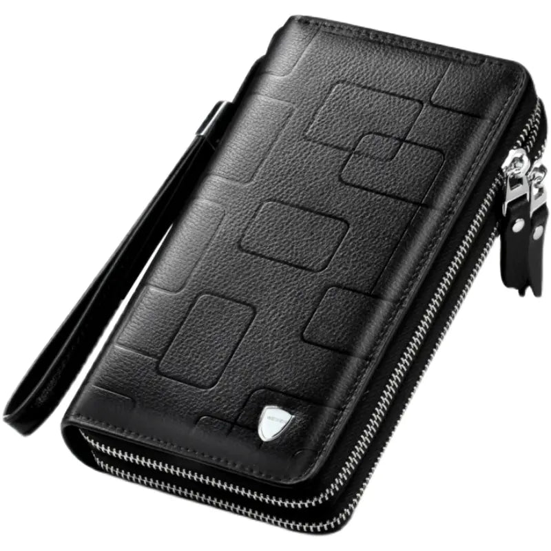 2023 Trendy Men's Wallet with Dual Zippers, Leather