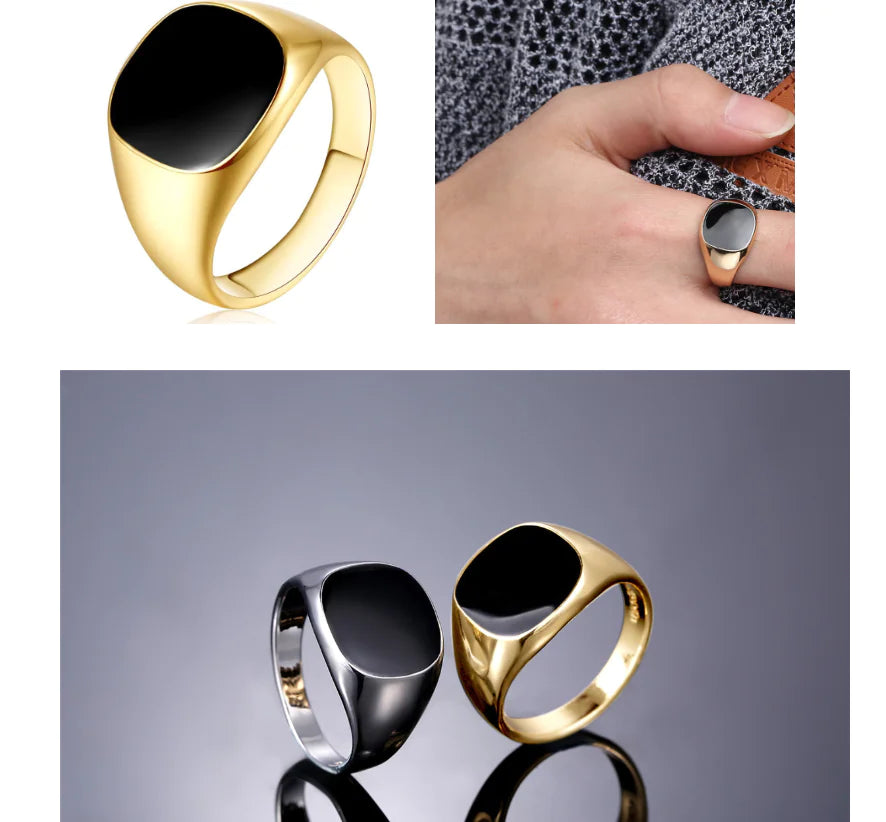 Bold Black Men's Ring