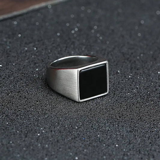 Quanxi Stainless Steel Epoxy Geometric Men's Ring