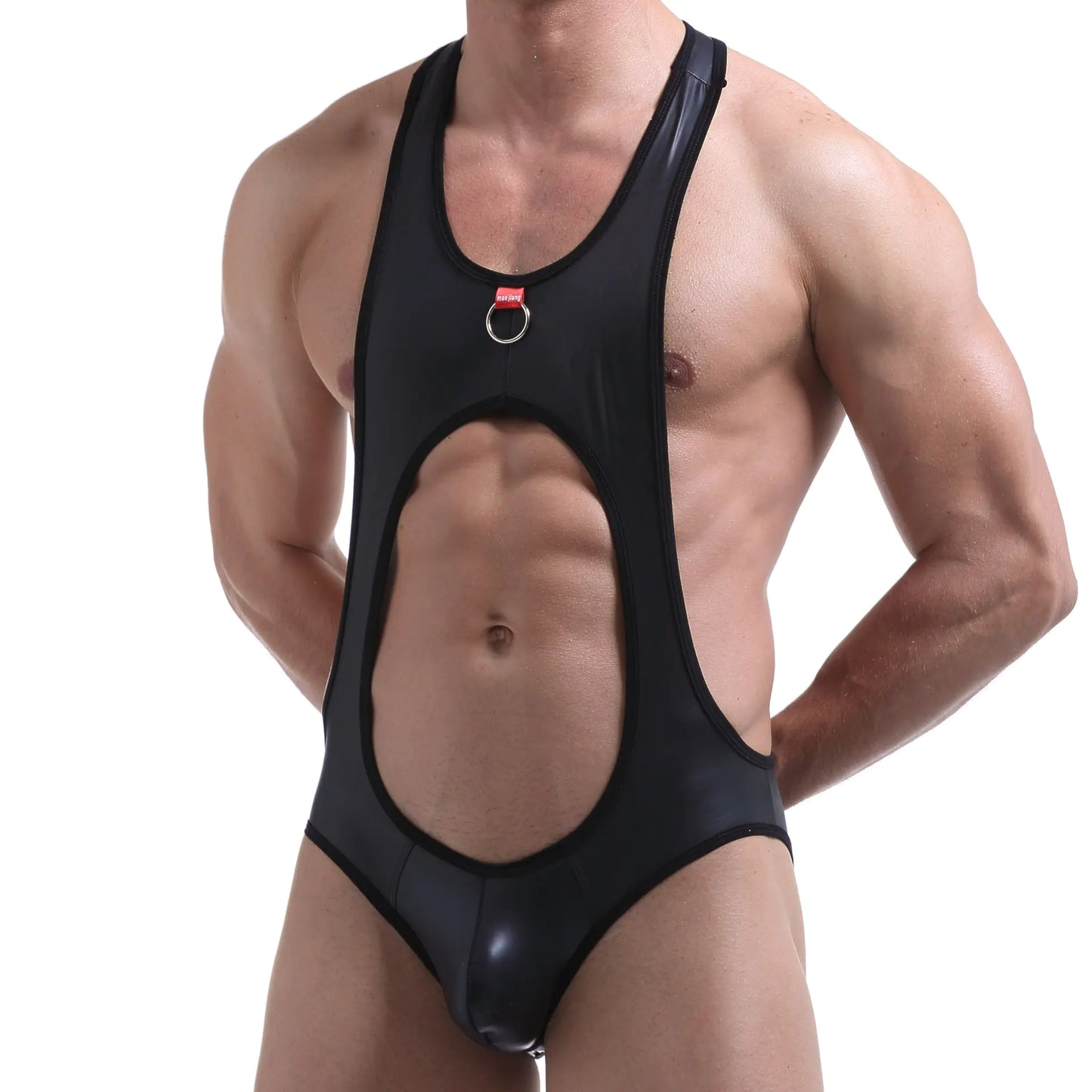 Leather Strap Wrestling Outfit with Men's Underwear