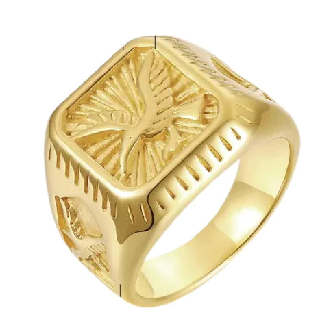 Eagle Signet Ring - Stainless Steel Gold Men's Ring (One)
