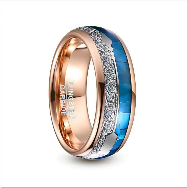 Fashion Blue Shell Tungsten Steel Men's Ring