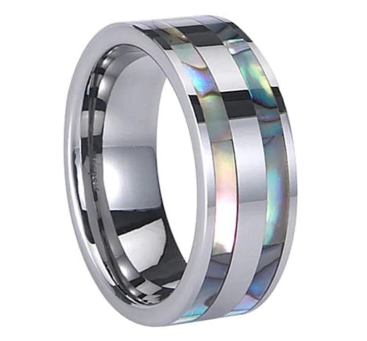 Wugang Shell Ring - Men's Decorative Ring with Shell Inlay